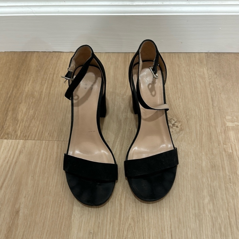 A New Day block ankle strap heels black W6